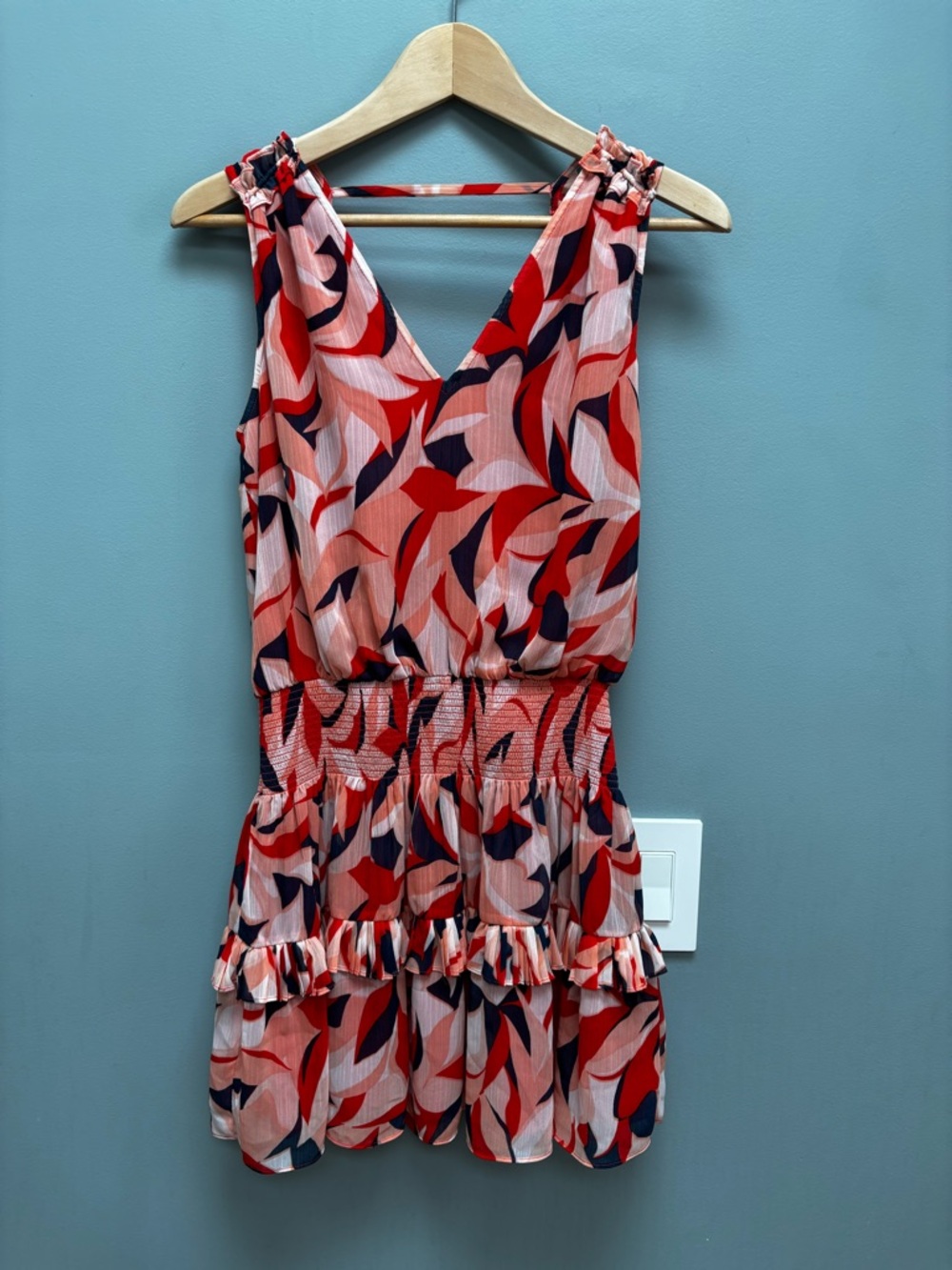 Ramy Brook Sleeveless Mini Cocktail Dress in Abstract Print L